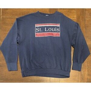 Vintage Men’s Size 2XL St Louis Missouri Delta Crewneck Sweater Made In USA Navy